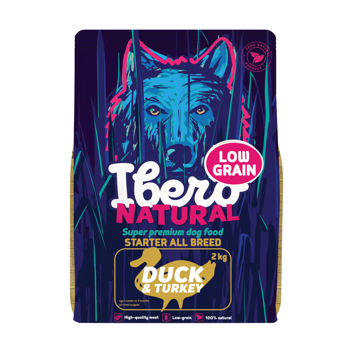 Ibero Natural Low Grain All Breed Starter Duck & Turkey 2kg
