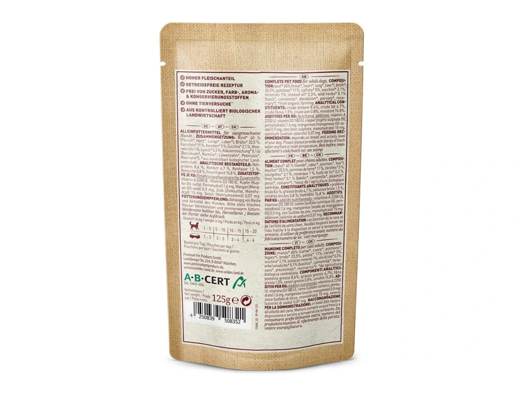 BIO WL Kapsička pro psy. Hovězí maso s bramborem 125 g