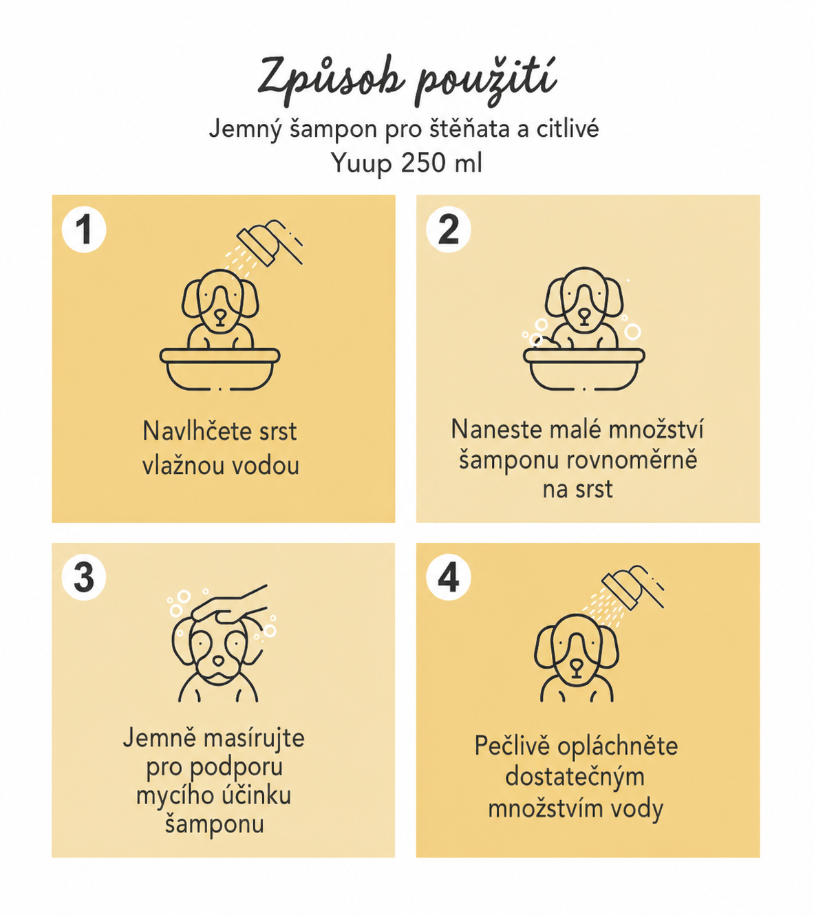 Jemný šampon pro štěňata a citlivé Yuup 250 ml