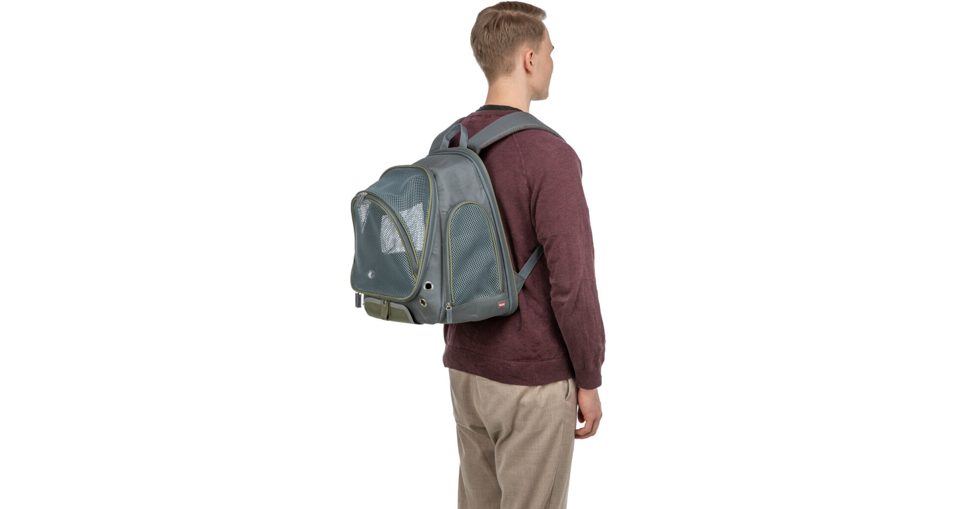 Transportní batoh LYLA, 34 x 22 x 42 cm, do 8 kg, nylon, šedá/modrá