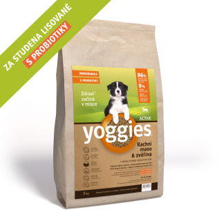 YOGGIES MINIGRANULE lisované za studena Active, kachna a zvěřina s probiotiky 5kg 