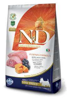 N&D GF Pumpkin DOG Adult Mini Lamb & Blueberry 7kg