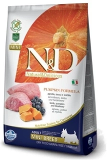 N&D GF Pumpkin DOG Adult Mini Lamb & Blueberry 800g