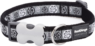 Red Dingo obojek – Paw Impressions Black – 12 mm x 20-32 cm
