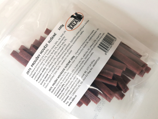 Proužky hovězí sušené 100g (nové složení, proužky obsahují kachní maso)