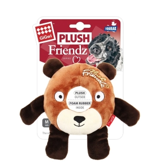 GiGwi Plush Friendz medvěd s gumovým kroužkem